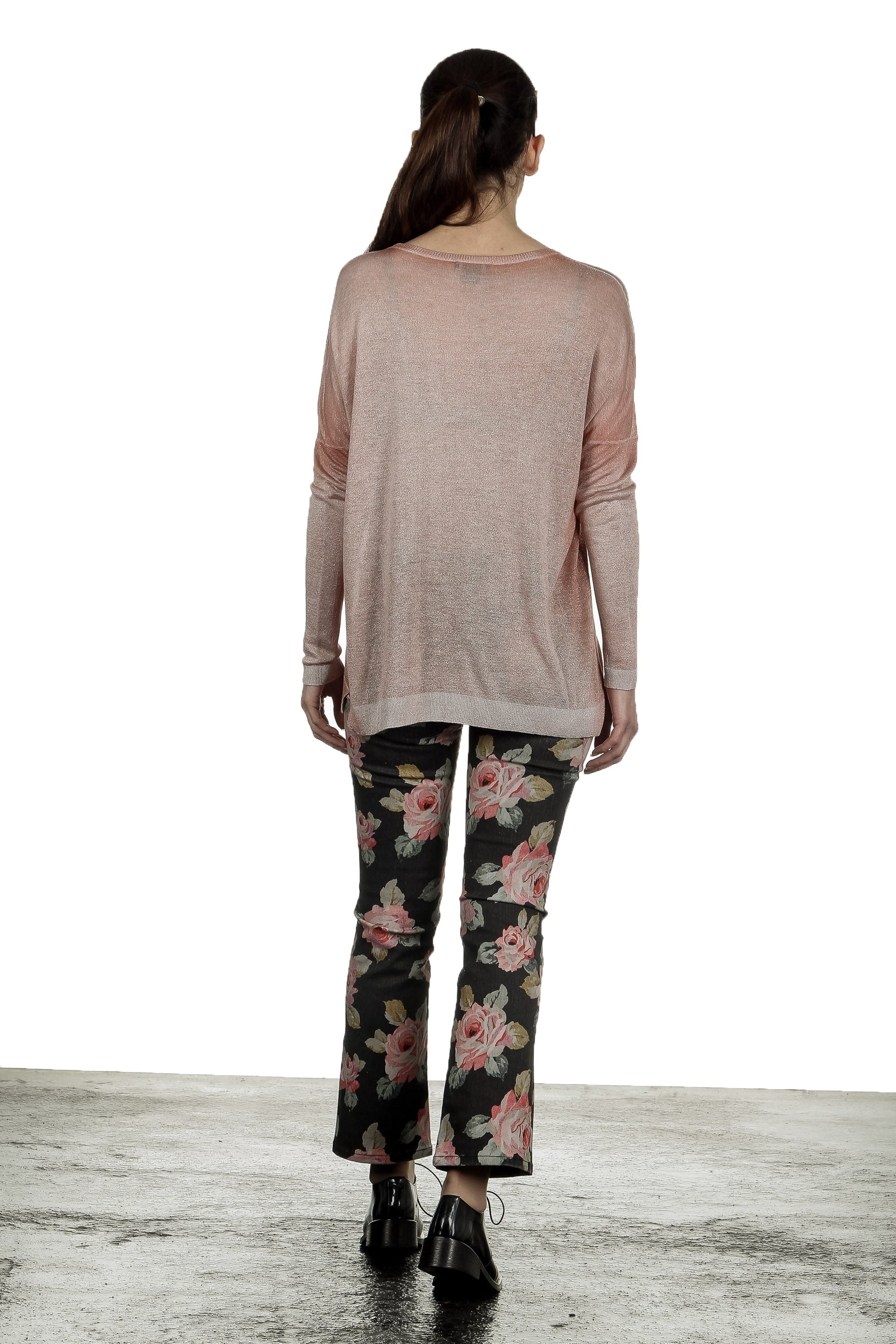 R13 Damen Ausgestellte Cropped-Jeans mit Blumen-Print mehrfarbig