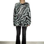 R13 Damen Pullover mit Zebradruck aus Baumwolle mehrfarbig