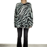 R13 Damen Pullover mit Zebradruck aus Baumwolle mehrfarbig