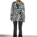 R13 Damen Pullover mit Zebradruck aus Baumwolle mehrfarbig
