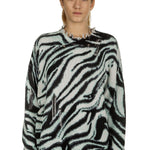 R13 Damen Pullover mit Zebradruck aus Baumwolle mehrfarbig