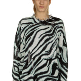 R13 Damen Pullover mit Zebradruck aus Baumwolle mehrfarbig