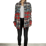 R13 Damen Kariertes Hemd im Distressed-Look mehrfarbig