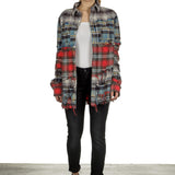 R13 Damen Kariertes Hemd im Distressed-Look mehrfarbig