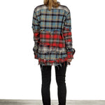 R13 Damen Kariertes Hemd im Distressed-Look mehrfarbig