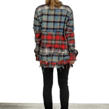 R13 Damen Kariertes Hemd im Distressed-Look mehrfarbig