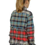 R13 Damen Kariertes Hemd im Distressed-Look mehrfarbig