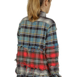 R13 Damen Kariertes Hemd im Distressed-Look mehrfarbig
