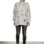 R13 Damen Distressed-Jeans mit hohem Bund schwarz