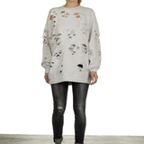 R13 Damen Distressed-Jeans mit hohem Bund schwarz