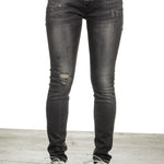 R13 Damen Distressed-Jeans mit hohem Bund schwarz