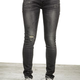 R13 Damen Distressed-Jeans mit hohem Bund schwarz