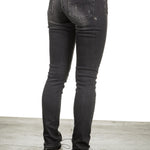 R13 Damen Distressed-Jeans mit hohem Bund schwarz
