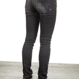 R13 Damen Distressed-Jeans mit hohem Bund schwarz