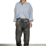 R13 Damen Geknöpftes Cropped-Hemd Gestreift blau weiß