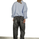 R13 Damen Geknöpftes Cropped-Hemd Gestreift blau weiß