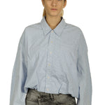 R13 Damen Geknöpftes Cropped-Hemd Gestreift blau weiß