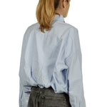 R13 Damen Geknöpftes Cropped-Hemd Gestreift blau weiß