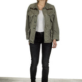 R13 Damen Geknöpfte Military-Jacke khaki