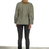 R13 Damen Geknöpfte Military-Jacke khaki