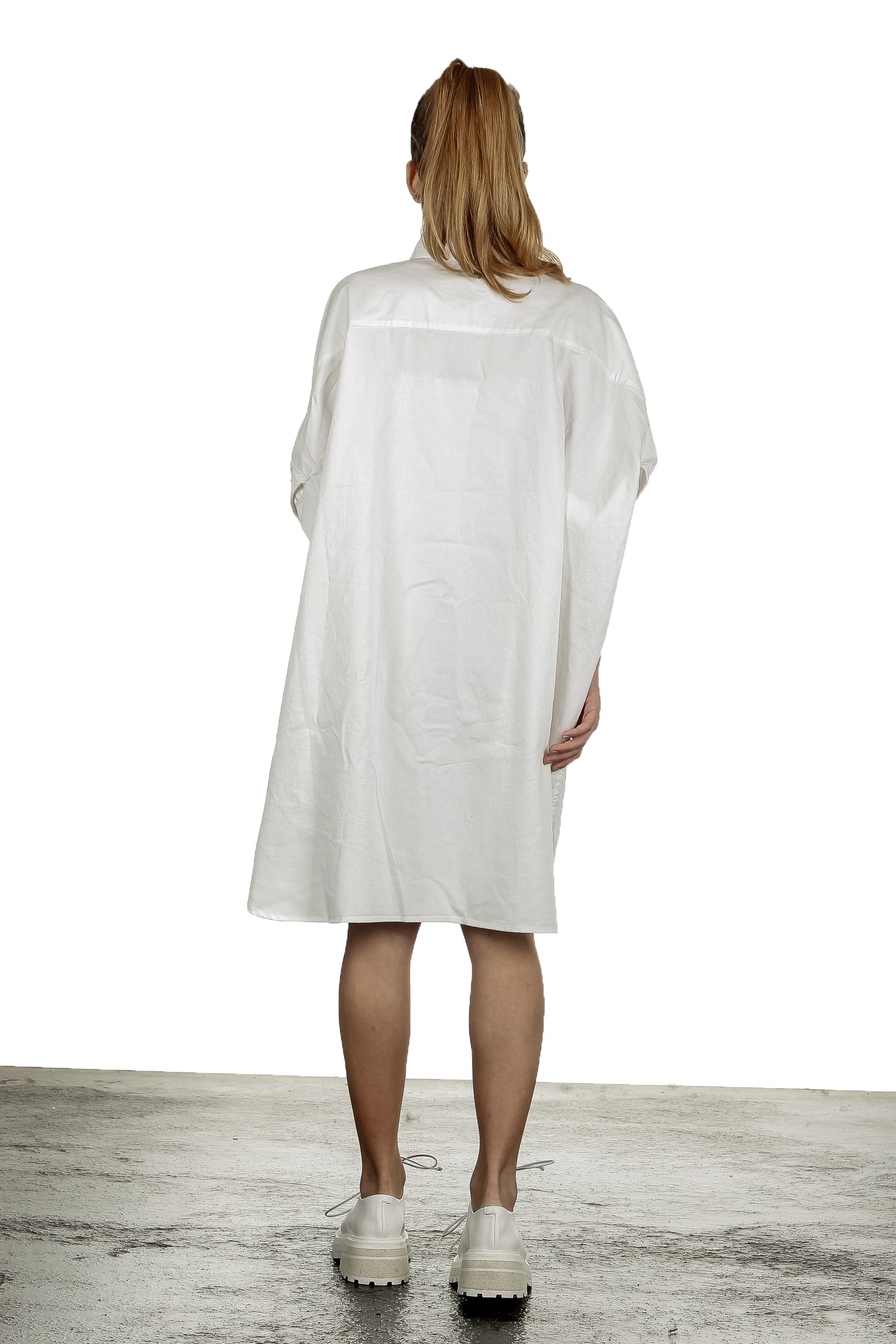 R13 Damen Hemdblusenkleid im Oversized-Look weiß