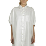 R13 Damen Hemdblusenkleid im Oversized-Look weiß