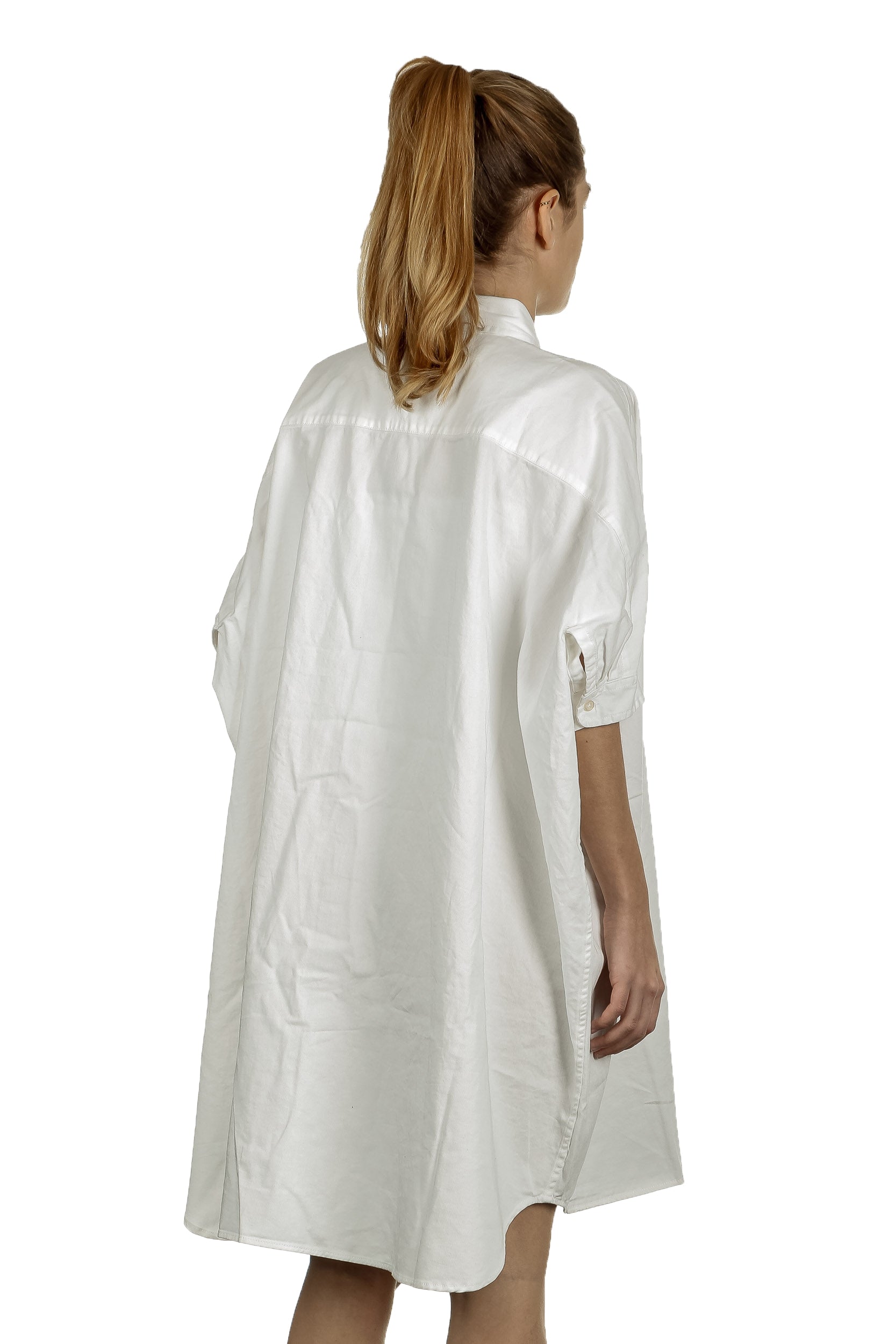 R13 Damen Hemdblusenkleid im Oversized-Look weiß