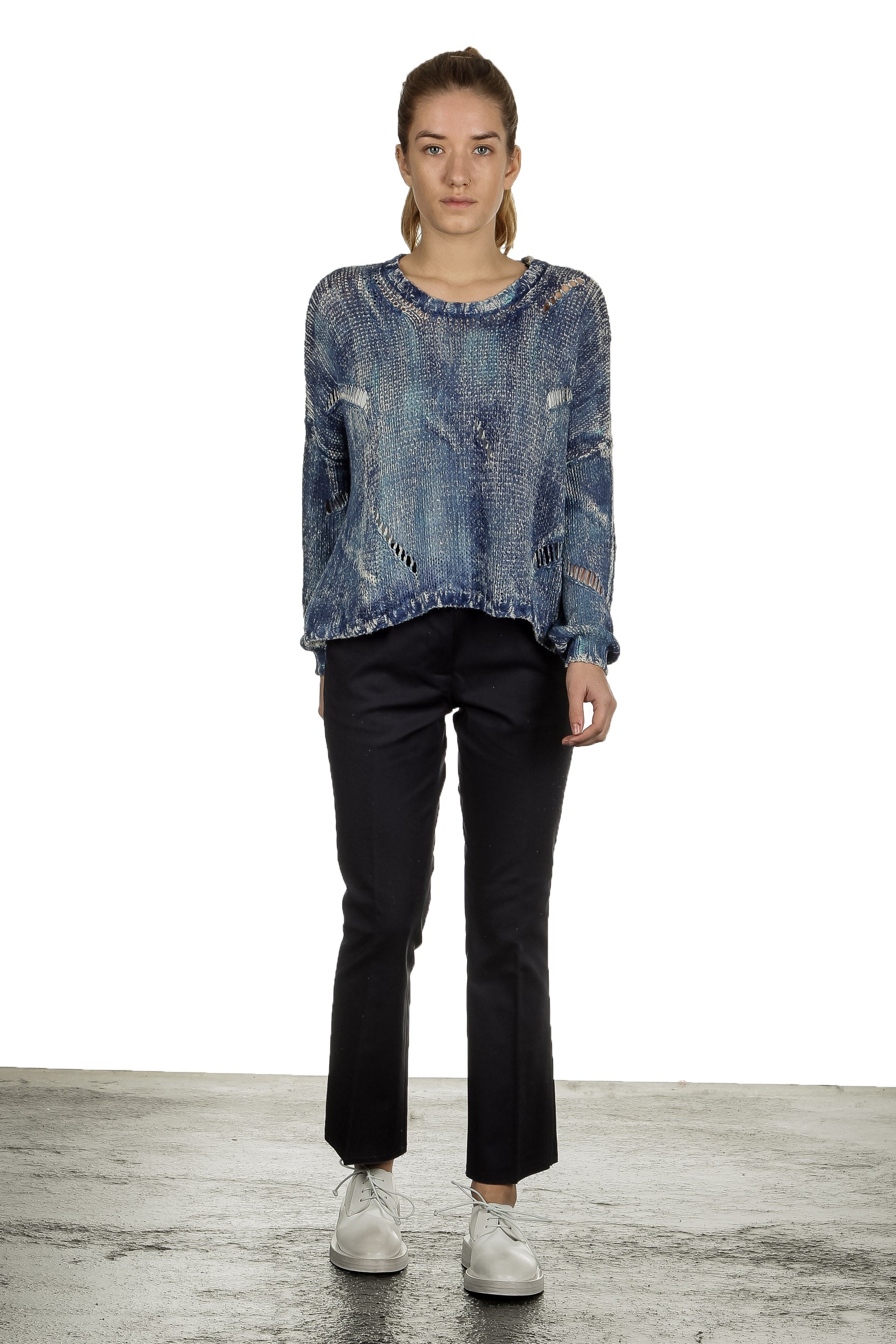 Nine In The Morning Damen Chino Hose dunkelblau