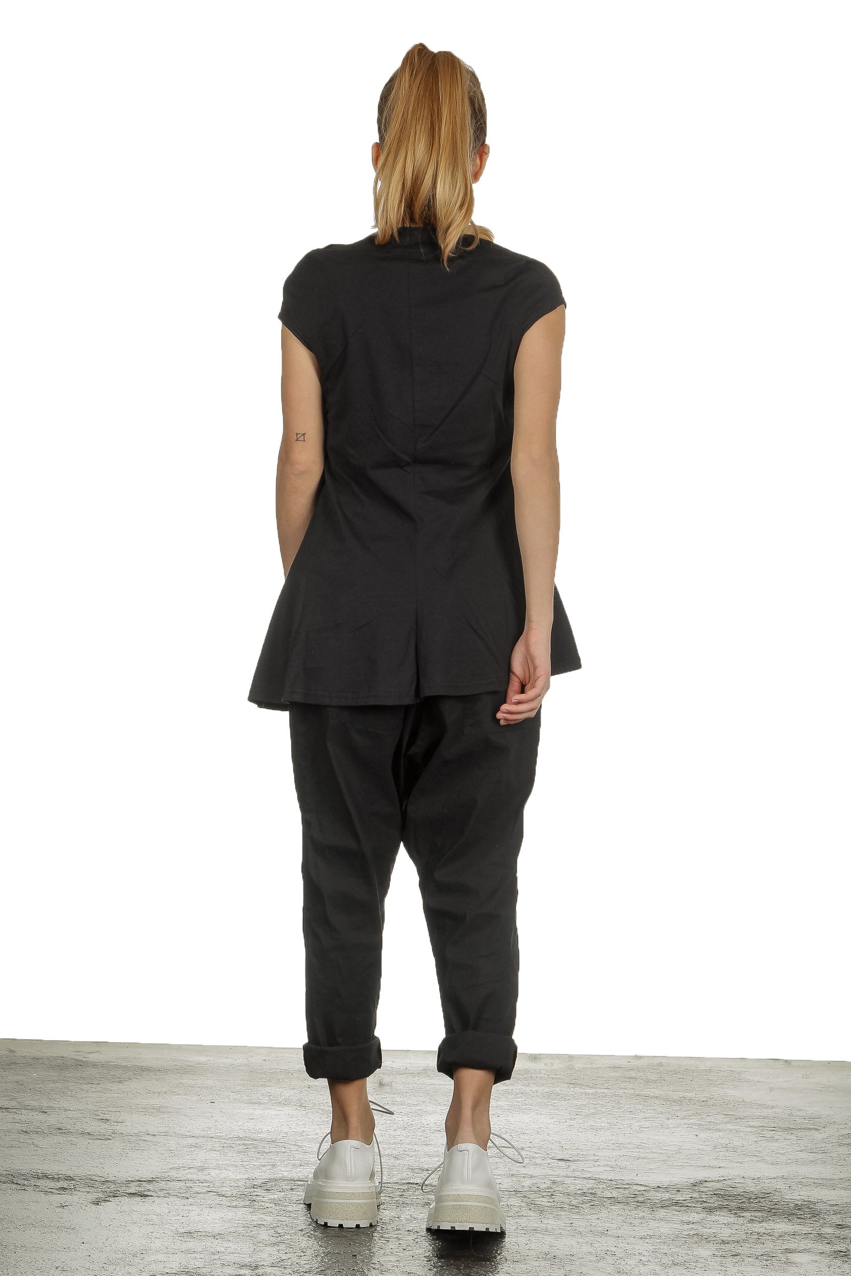Rundholz Damen Shirt mit drapiertem Kragen schwarz