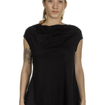 Rundholz Damen Shirt mit drapiertem Kragen schwarz
