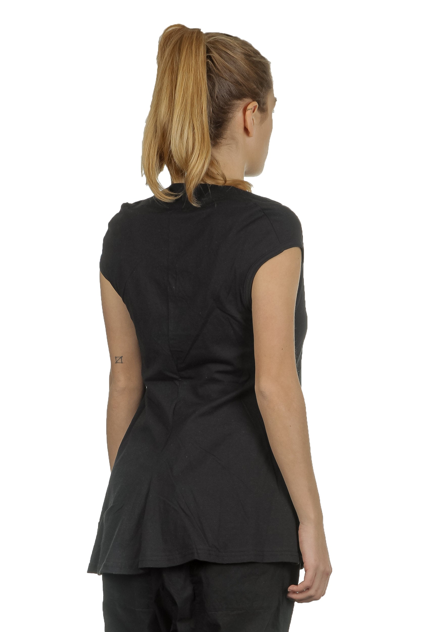 Rundholz Damen Shirt mit drapiertem Kragen schwarz