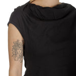 Rundholz Damen Shirt mit drapiertem Kragen schwarz