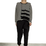 Rundholz Damen Cropped Strickpullover mit Streifen schwarz