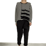 Rundholz Damen Cropped Strickpullover mit Streifen schwarz