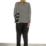 Rundholz Damen Cropped Strickpullover mit Streifen schwarz