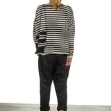 Rundholz Damen Cropped Strickpullover mit Streifen schwarz