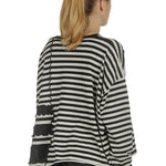 Rundholz Damen Cropped Strickpullover mit Streifen schwarz