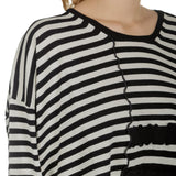 Rundholz Damen Cropped Strickpullover mit Streifen schwarz