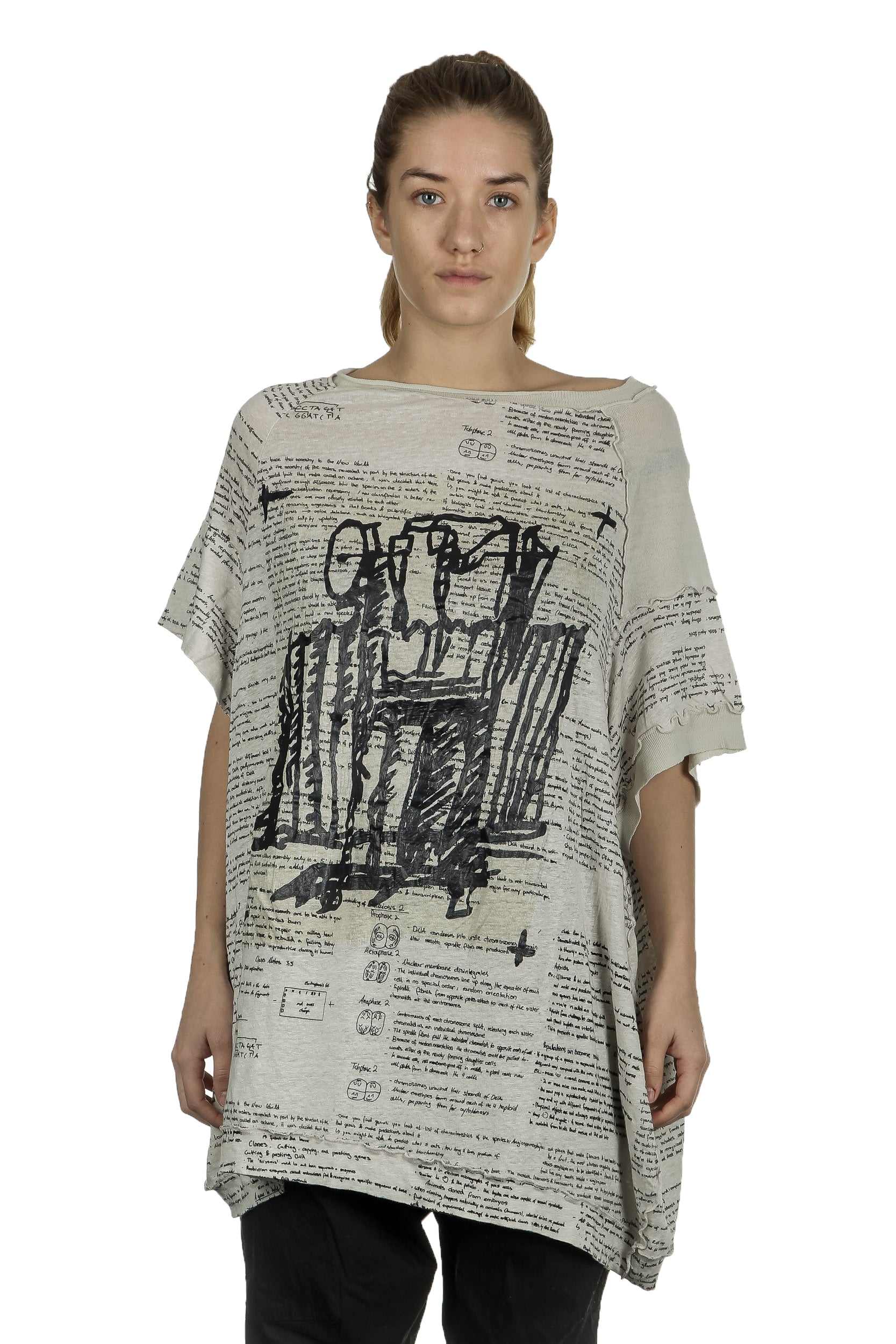 Rundholz Damen Ausgestelltes Shirt mit Aufdruck mehrfarbig