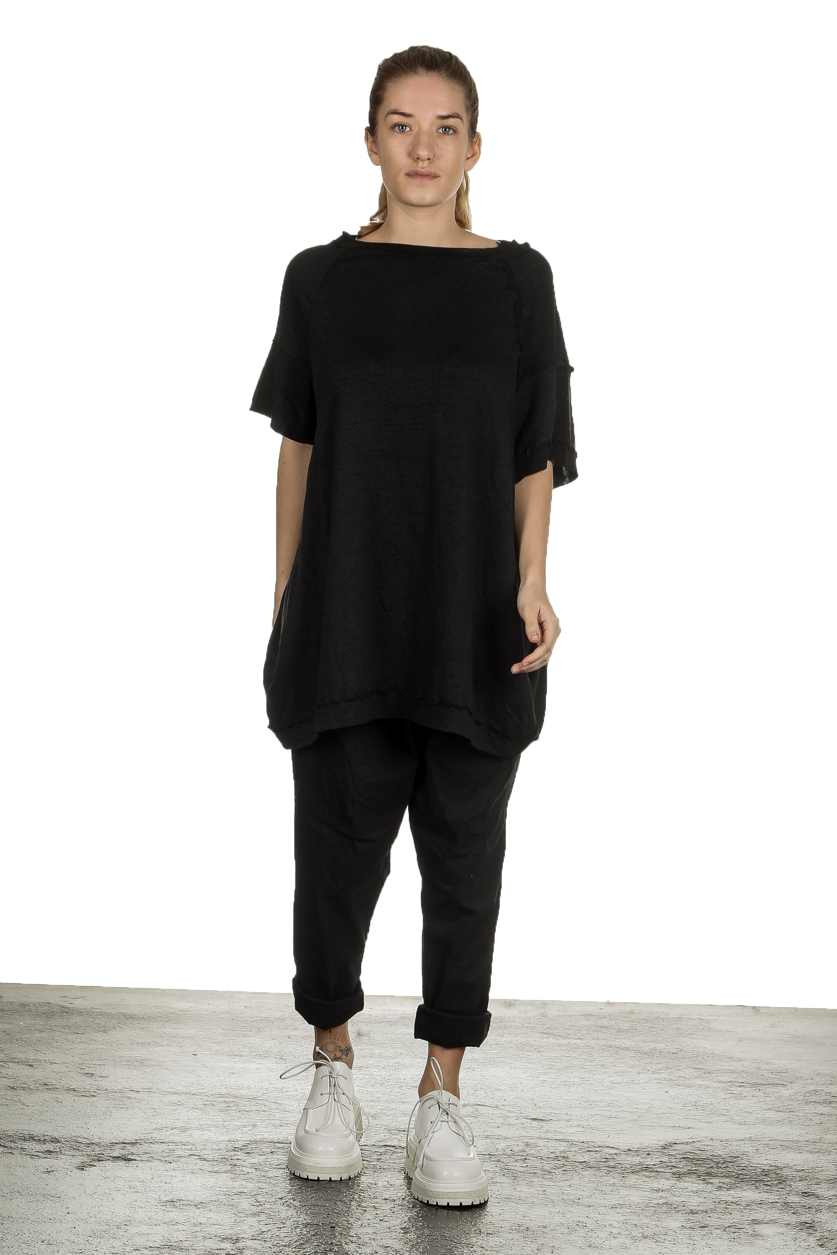 Rundholz Damen Ausgestelltes Jerseykleid schwarz