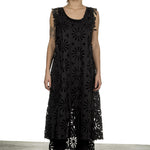 Rundholz Damen Wickelkleid in Midi-Länge schwarz