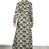 813 Ottotredici Damen Maxikleid mit Print aus Seide mehrfarbig