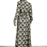813 Ottotredici Damen Maxikleid mit Print aus Seide mehrfarbig