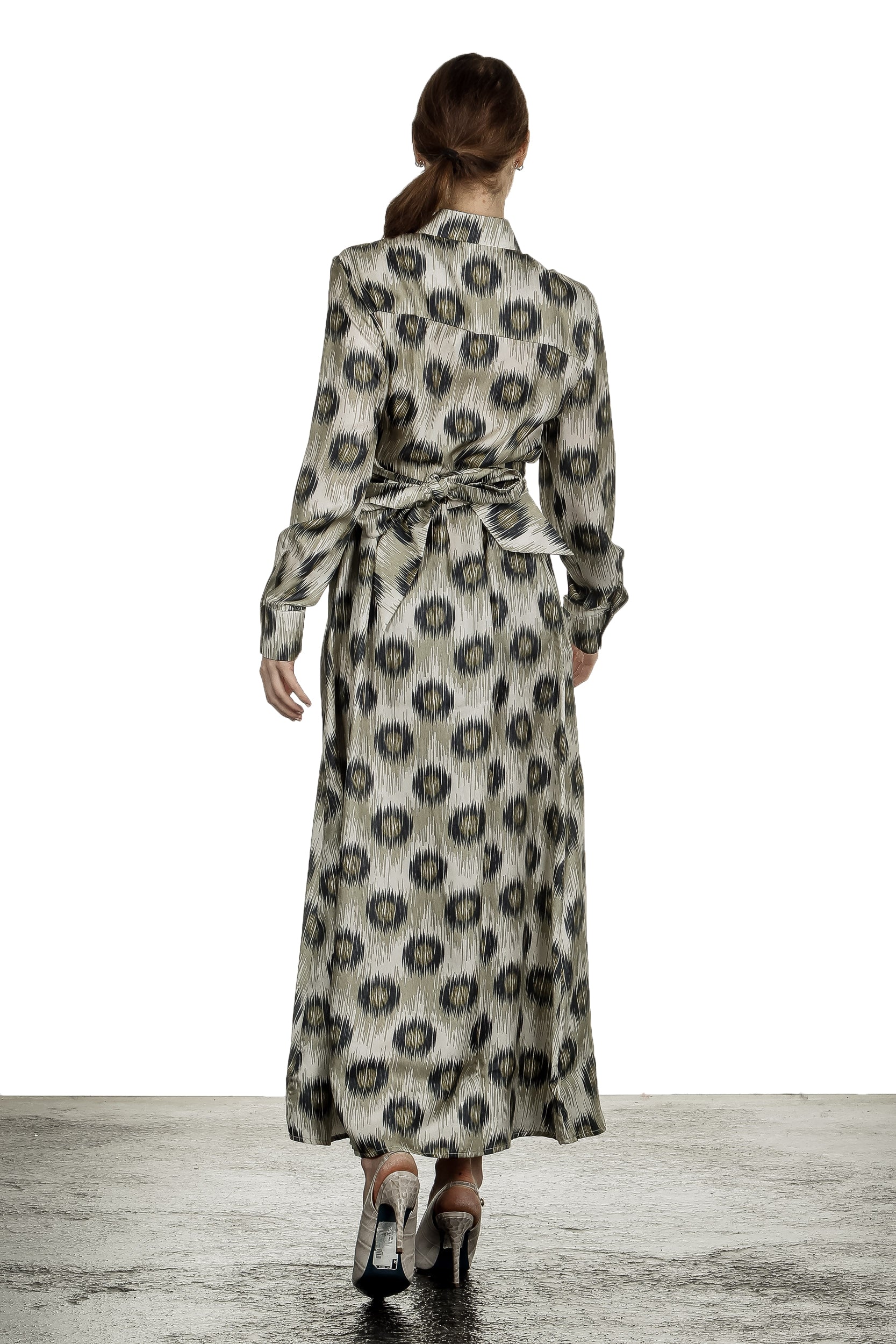 813 Ottotredici Damen Maxikleid mit Print aus Seide mehrfarbig