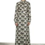 813 Ottotredici Damen Maxikleid mit Print aus Seide mehrfarbig