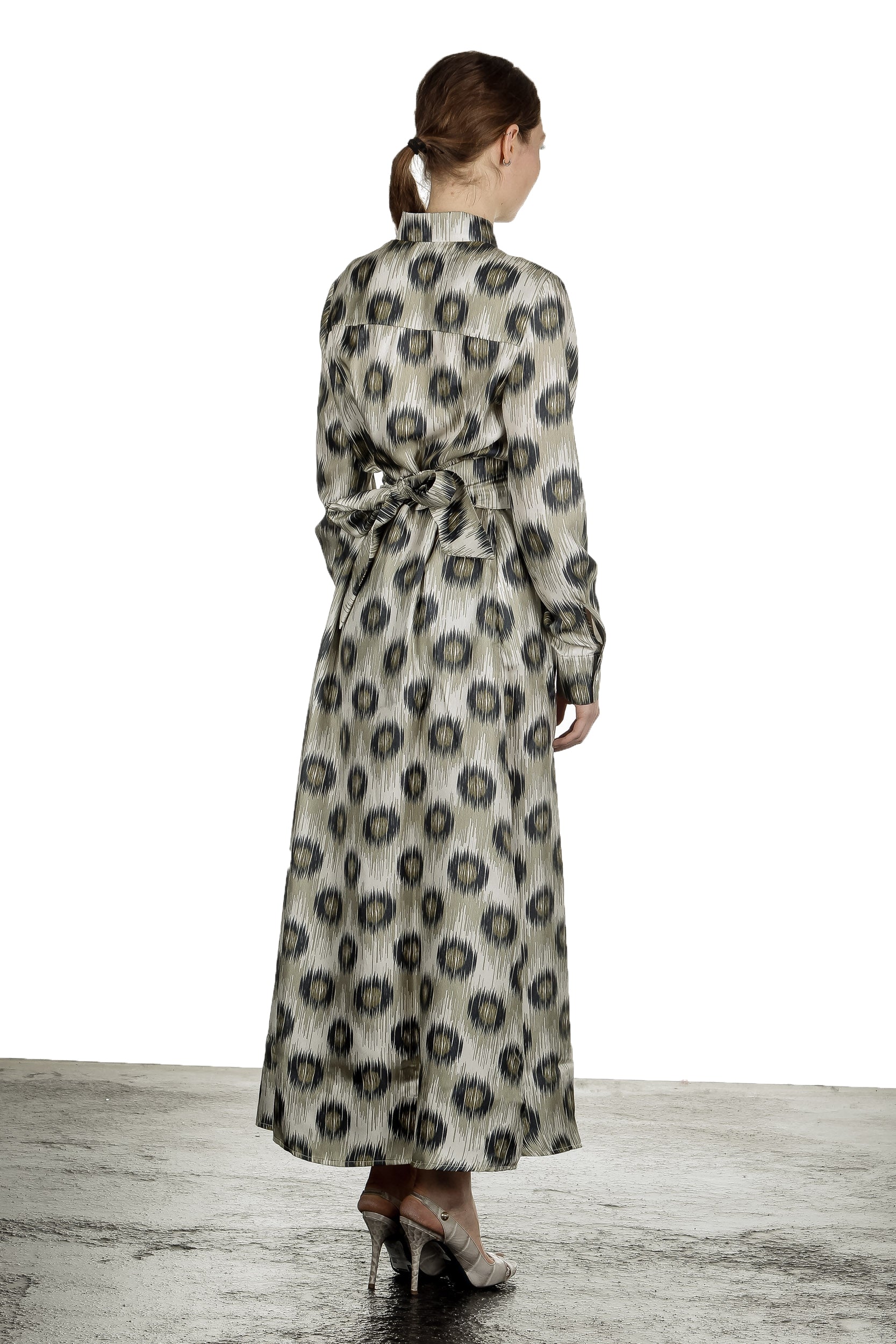 813 Ottotredici Damen Maxikleid mit Print aus Seide mehrfarbig