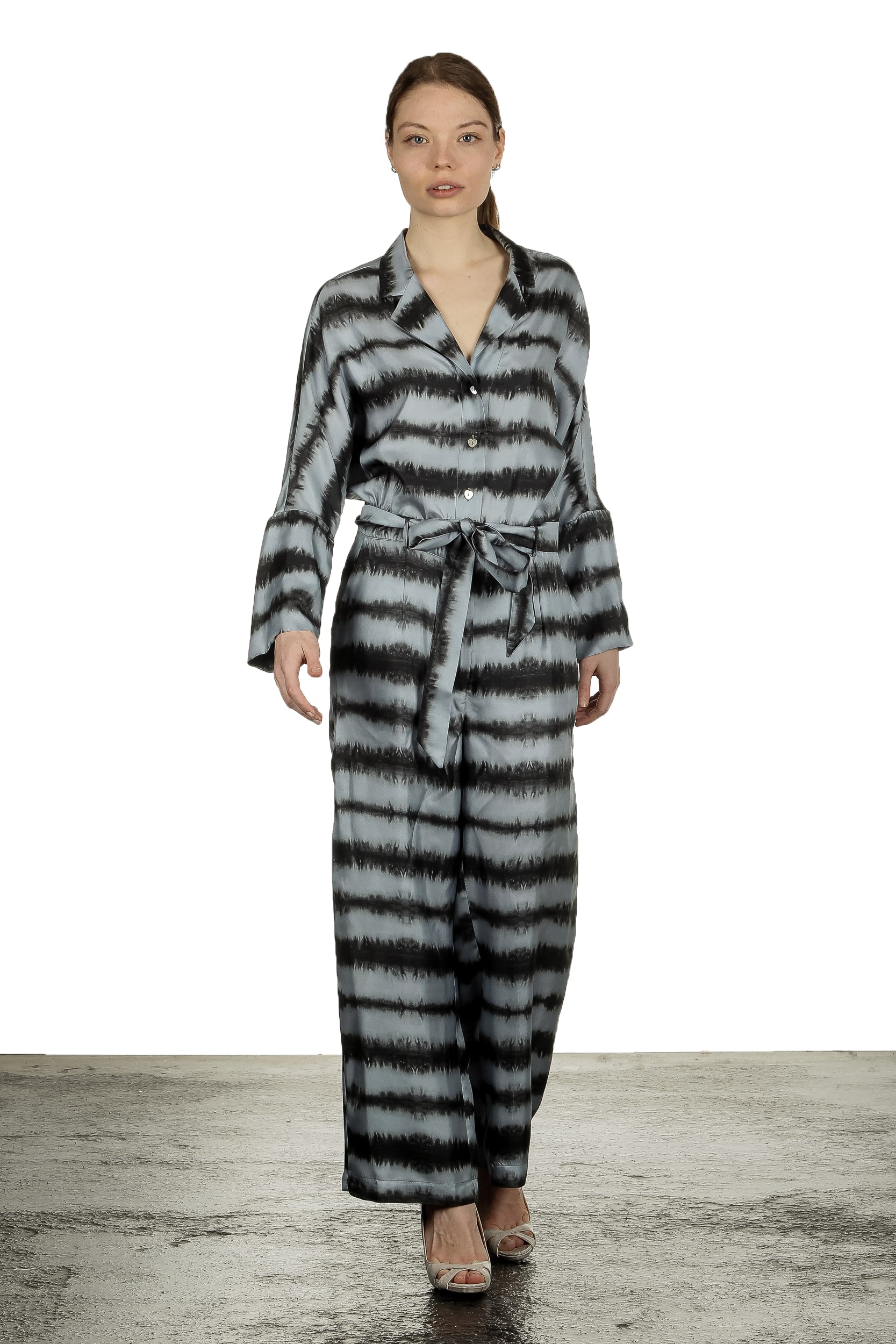 813 Ottotredici Damen Overall mit Print aus Seide mehrfarbig