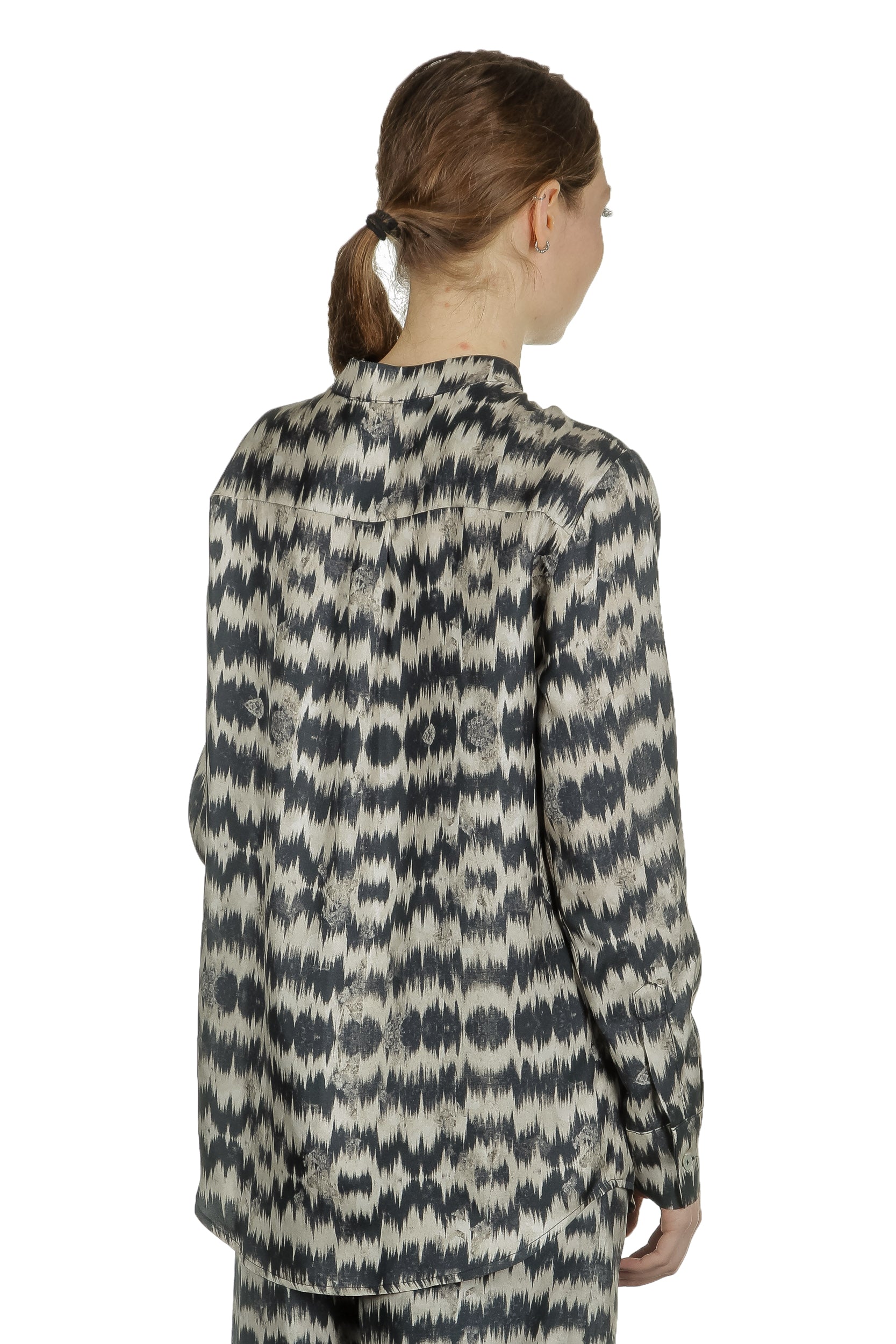 813 Ottotredici Damen Bluse mit Print aus Seide mehrfarbig