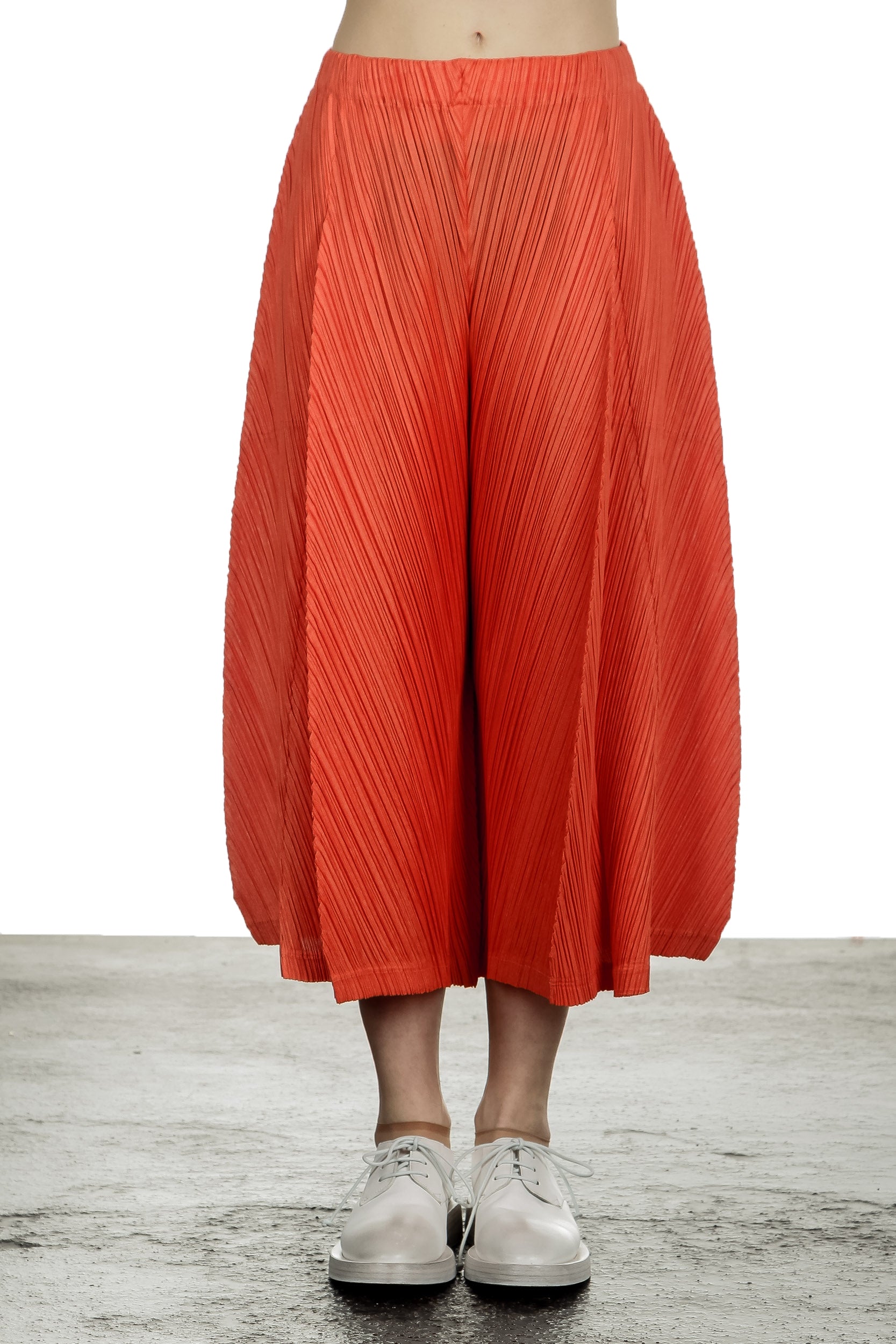 Pleats Please Issey Miyake Damen  Plissee Weite 7/8 Taillenhose orange