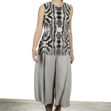 Pleats Please Issey Miyake Damen  Plissee Weite 7/8 Taillenhose grau